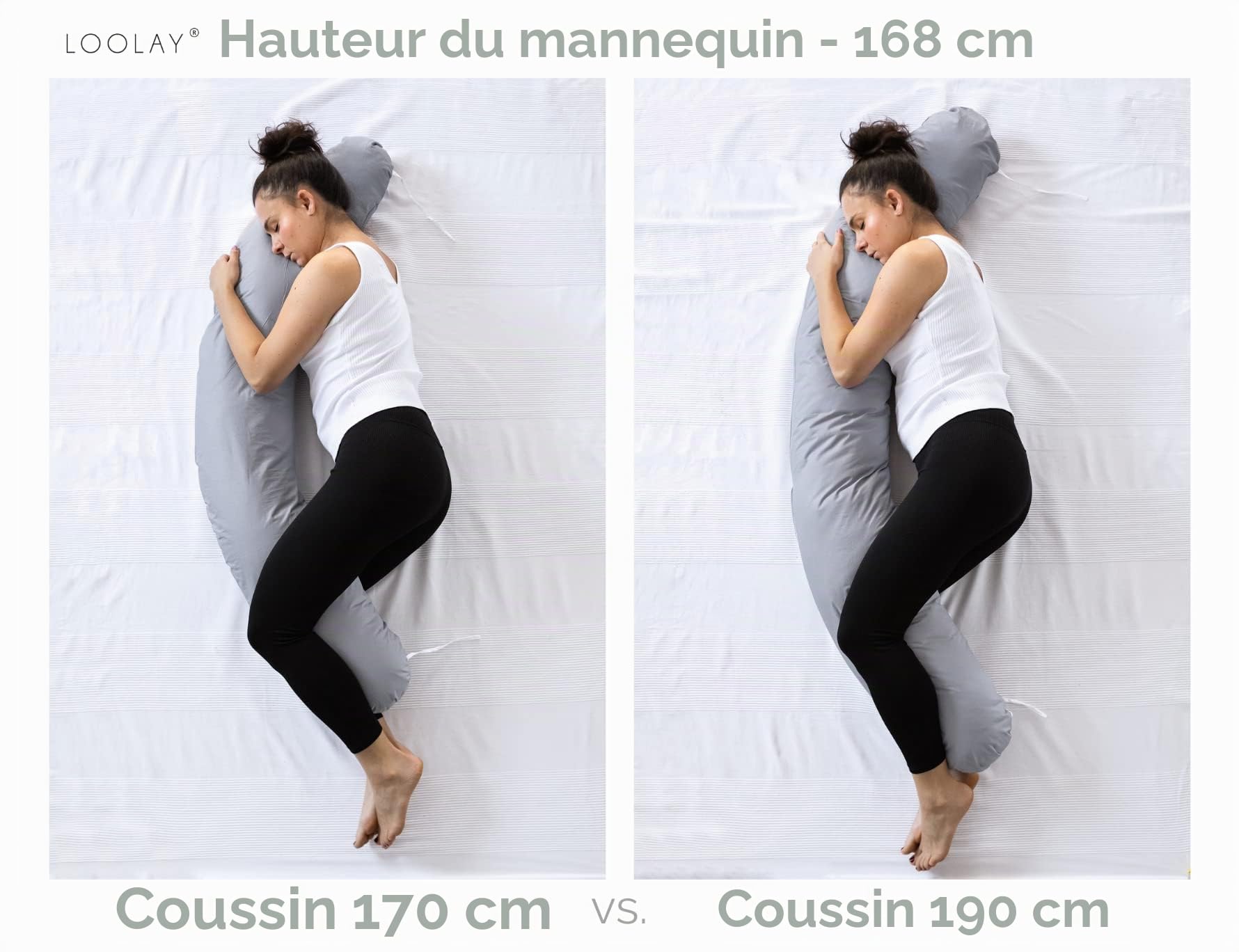 LOOLAY Coussin de Grossesse – Coussin d’Allaitement 170 cm 100% Coton – avec Housse en Minky Amovible – Coussine Ergonomique pour Dormir Pendant la Grossesse