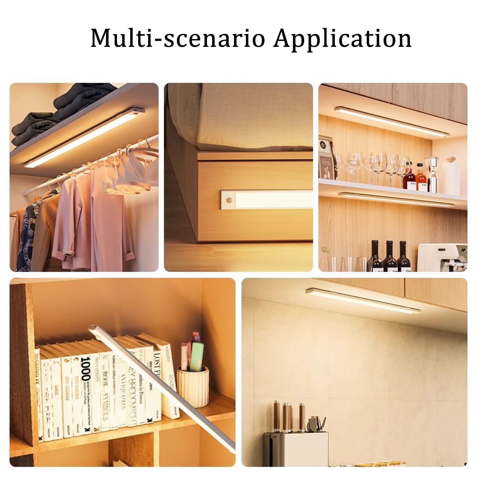 LED Akku Wandleuchten mit Bewegungsmelder Küche Unterbauleuchte 3 Farbmodi Dimmbar Wandleuchte Magnetische Wandbeleuchtung Wohnzimmer Schlafzimmer Korridor Schrank (Weiß,120cm)
