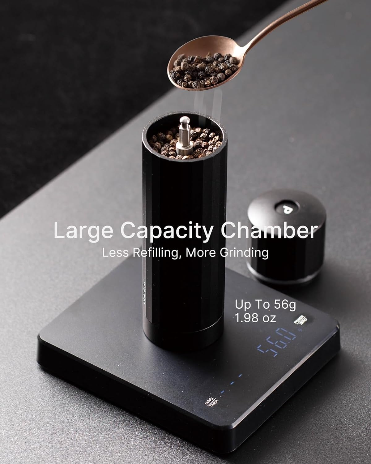 Heavy Duty Metal Pepper Grinder, Professional Manual Pepper Grinder with Adjustable Coarseness, Pepper Mill with Magnetic Powder Chamber, Refillable Pepper Mill for Spices, High Output