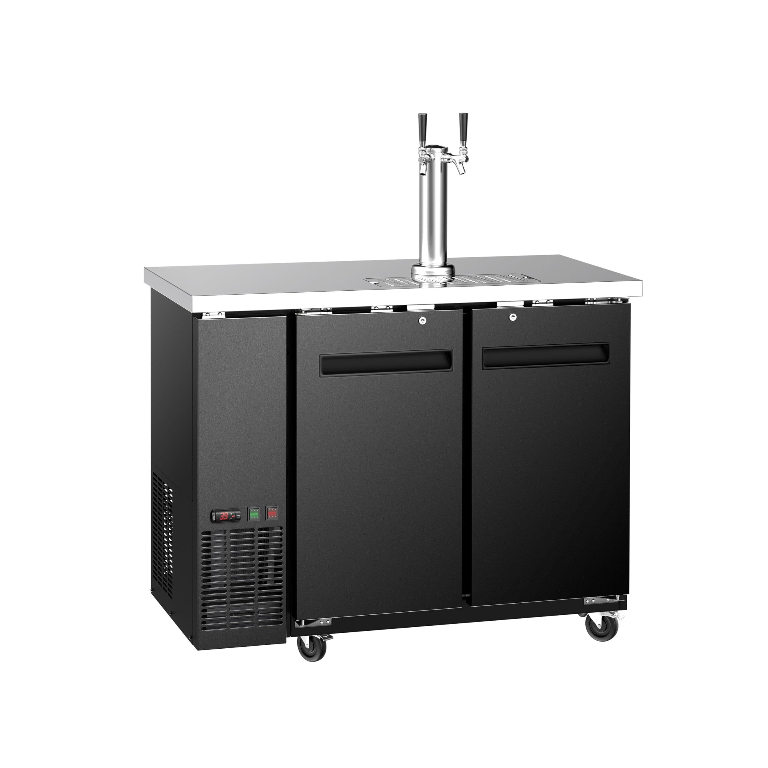 GGM Gastro | BKZG1269N | Bierkühler mit Zapfhahn - 2x 50 Liter Fässer - 1240x620mm