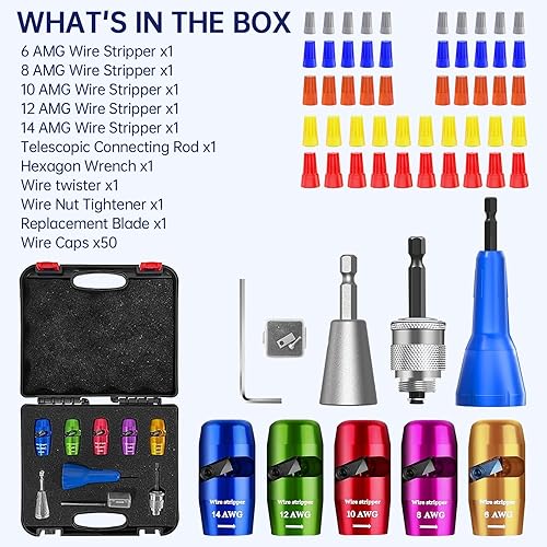 Miniatura 7 de Herramienta de pelacables para taladro, herramienta de pelado de cables mejorada 2025 y conector de torsión de cables para cortadores 6-14 AWG,