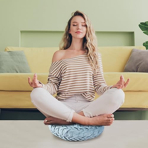 Miniatura 6 de Yerliker 6 cojines de suelo redondos de terciopelo de 15 pulgadas, cojines flexibles de colores, almohadas alternativas para sofá, silla, sala de