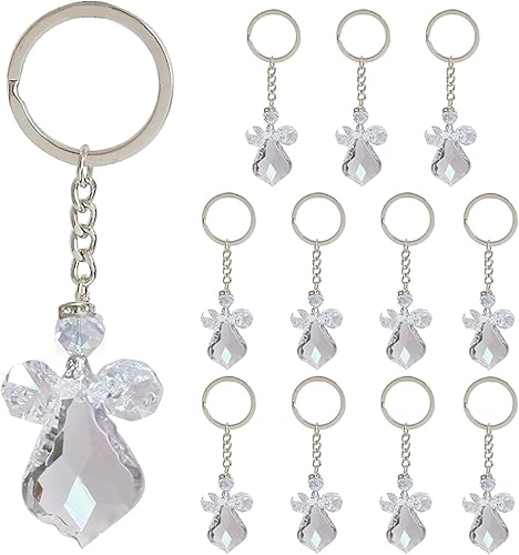 Miniatura 1 de Llavero de ángel guardián de cristal bautizo recuerdo de fiesta (12 piezas) bautizo boda favor mi presentacion Llaveros de Cristal Hechos en México,