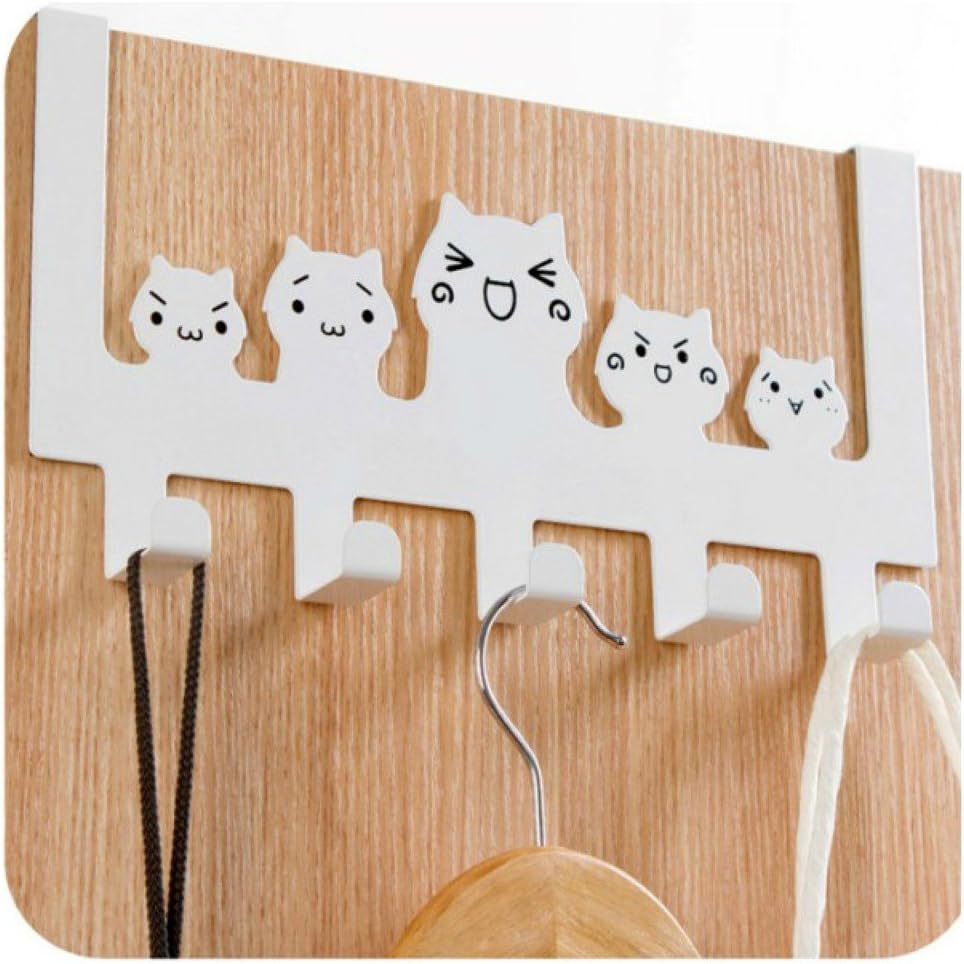 Cute Funny Meow Cat Faces Stainless Steel Nail-Free Door Clothes Hanger, Door Hanging Clothes Rack
