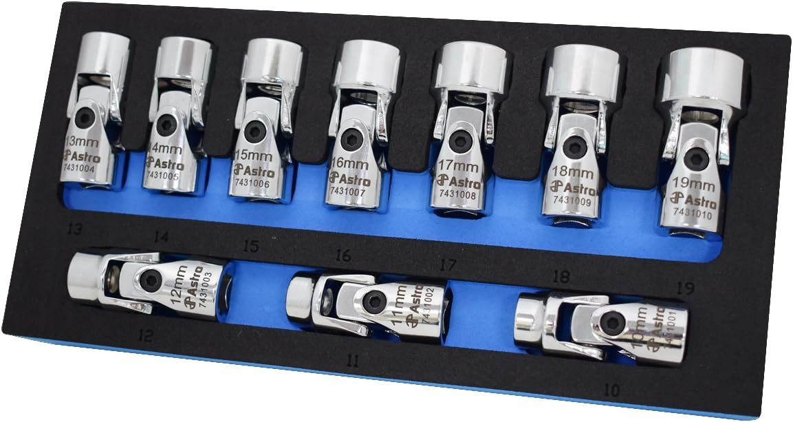 Astro Pneumatic Tool 74310 10-Piece 3/8" Drive Flex Socket Set - 6 Point - Metric
