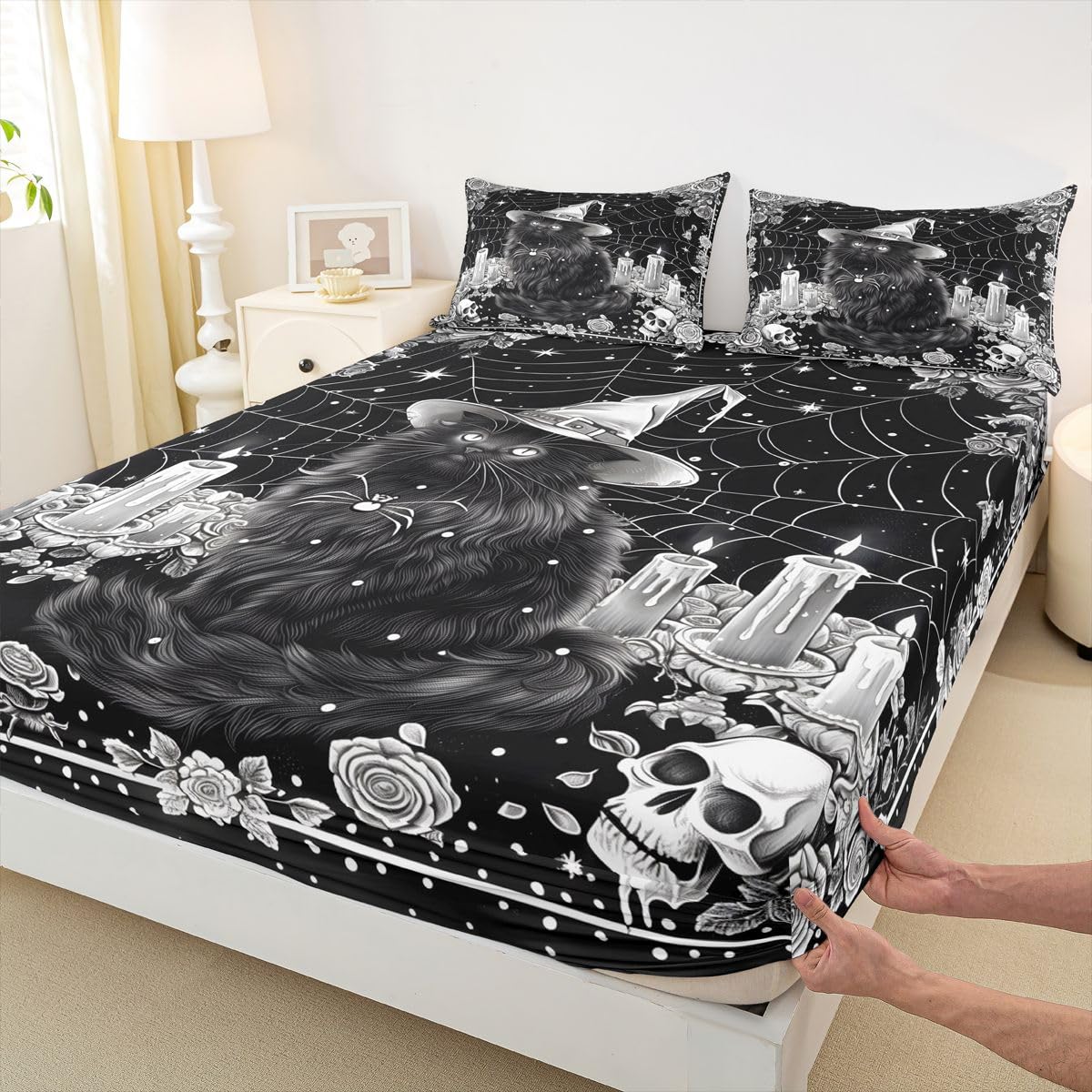Homemissing Gothique Chat Drap Housse 180x200cm