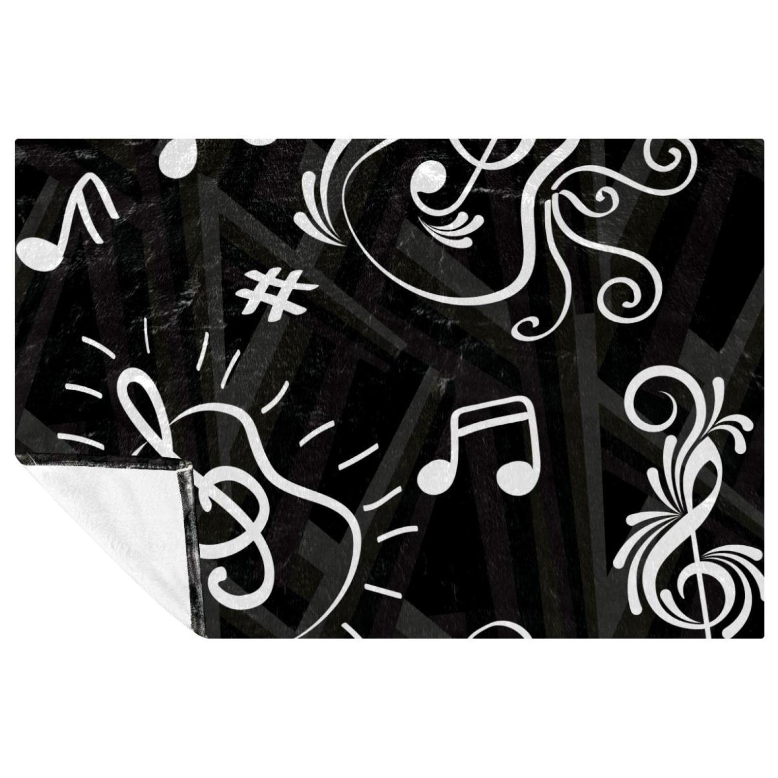 Couverture chaude pour lit et canapé plaid note de musique 150x100 cm camping