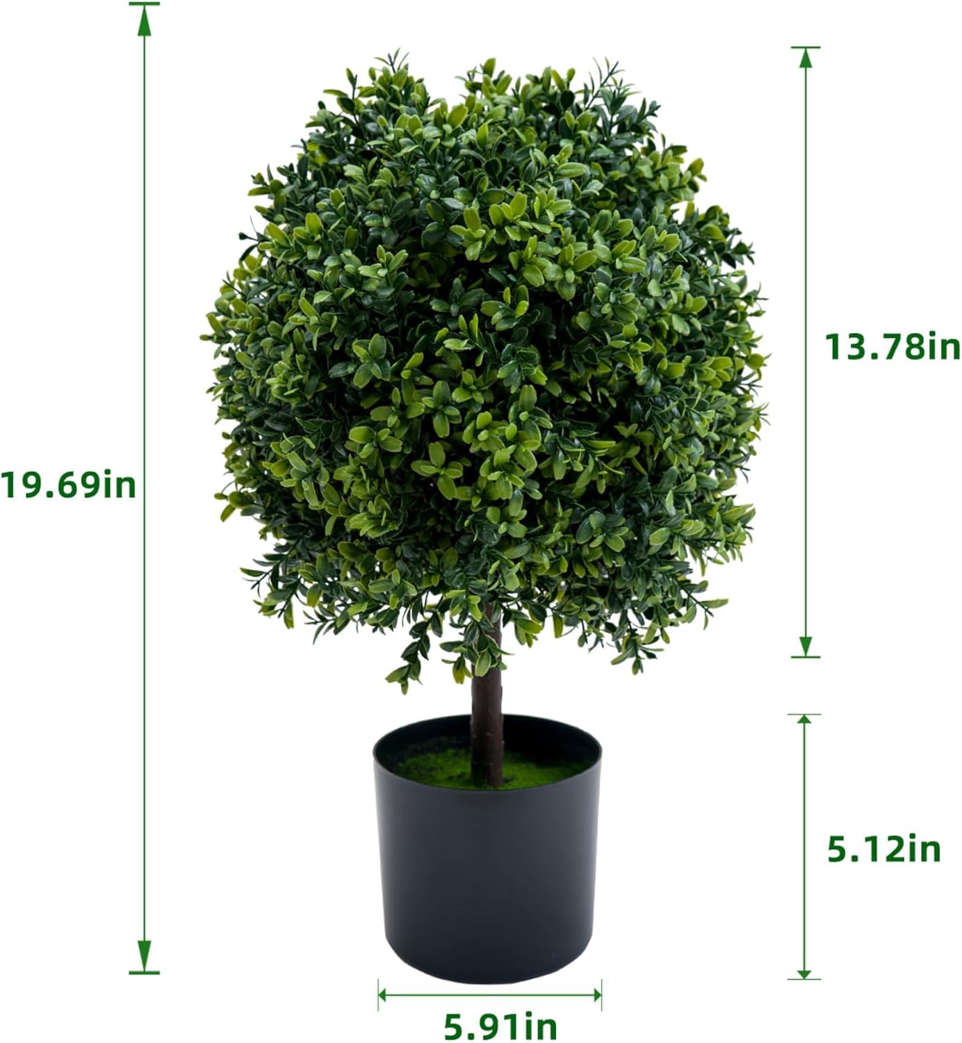 IDEALHOUSE 20" Artificial Topiary Ball Set of 2, Fake Boxwood Trees in Nursery Pot, Faux Shrubs Plants for Indoor Outdoor Home Decor