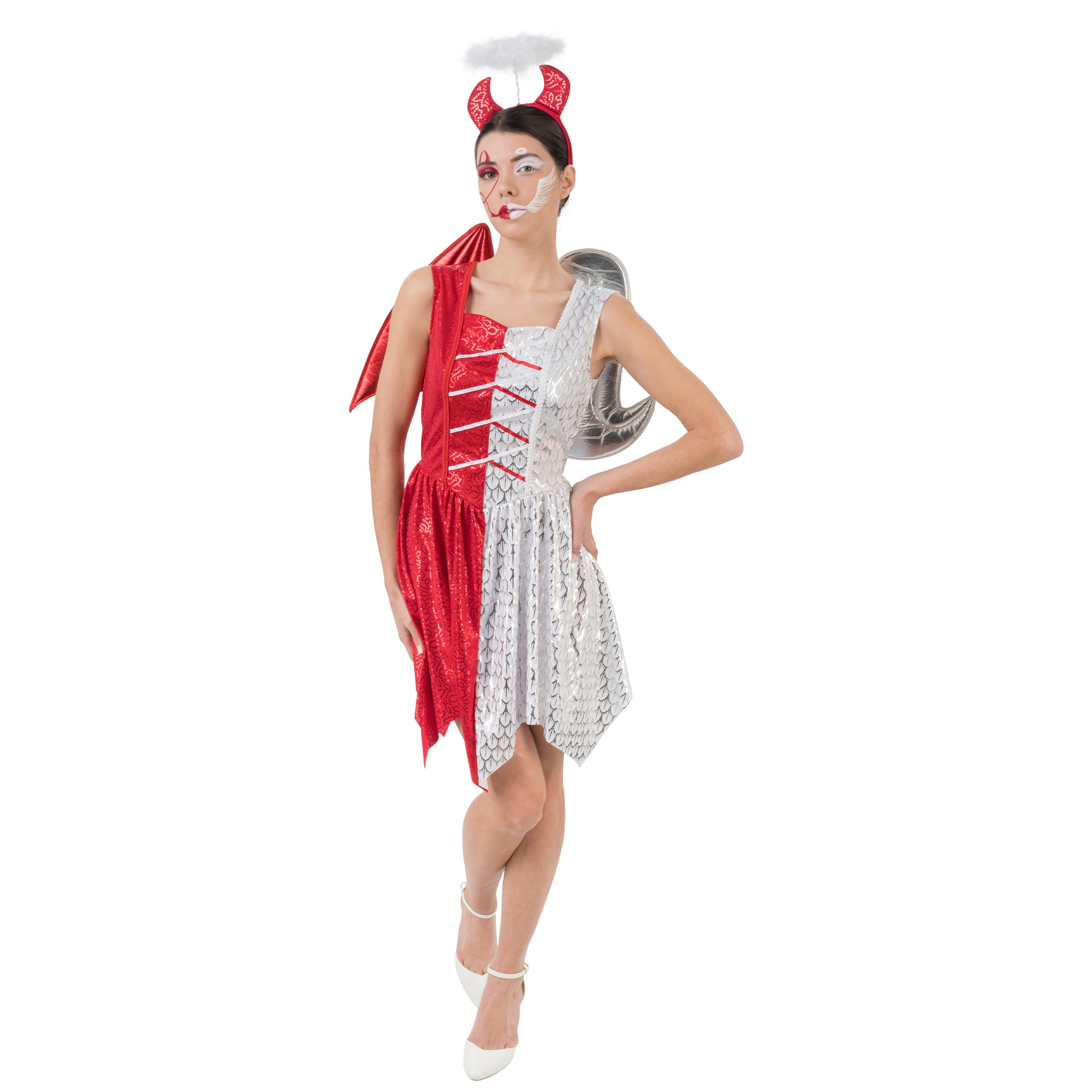 Chaks H4291L Engel und Teufel Kleid Angel and Devil Dress, Multicoloured, L