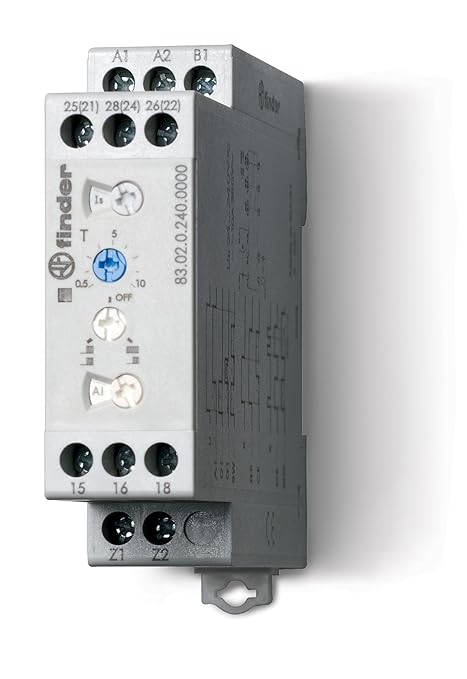 Finder 830202400000PAS Multi-Voltage 2RT 12A Multi-Voltage 24-240Vac/DC Tempo 0.05s to 10 Days