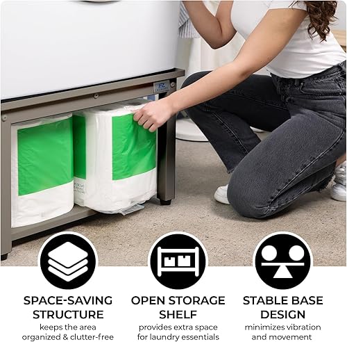 Miniatura 8 de Pedestales para lavadora y secadora, plataforma de acero gris de 24 pulgadas con altura de 16 pulgadas, soporta 800 libras, protección contra fugas,
