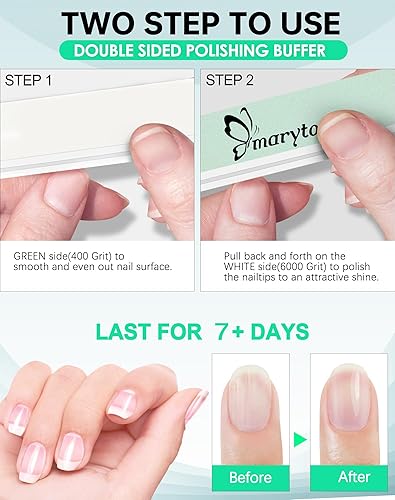 Miniatura 5 de Maryton Kit de pulidor y brillo de uñas, 10 unidades de bloques de pulido de brillo de uñas para pulidor de uñas naturales, lima de pulido de uñas,