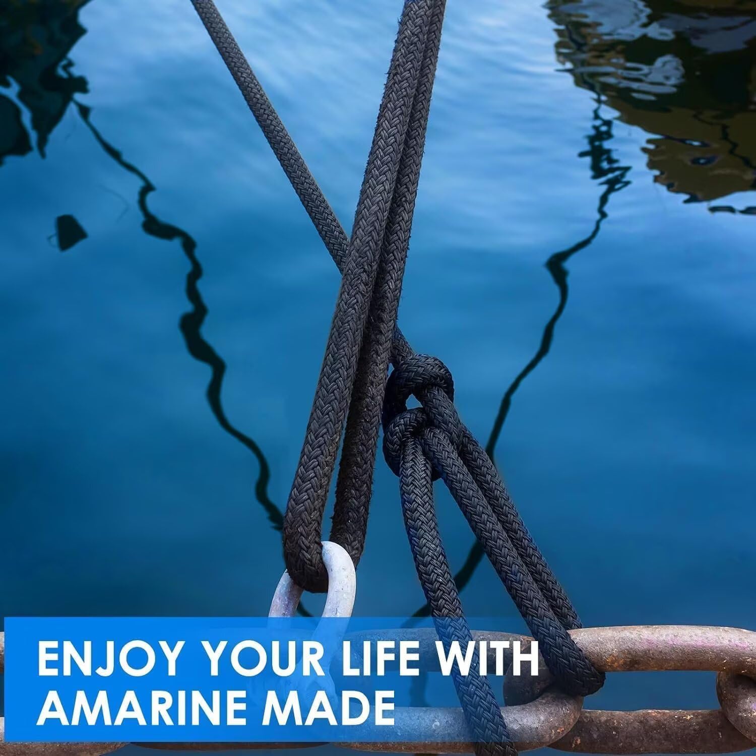 BOOMSTART 4 pezzi corda da ormeggio per barca da 12 mm con occhio in nylon doppio intrecciato, linea Dock Ø 12 mm, L: 4,57 m, occhio 30,48 cm, carico di rottura: 2240 kg, nero