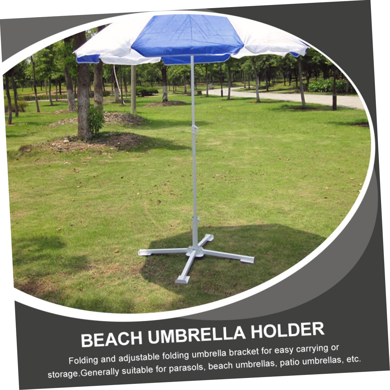 Wytrzymała podstawa parasola do użytku na zewnątrz, lekka, stabilna, odporna na warunki atmosferyczne, na patio, plażę, kemping, uniwersalne dopasowanie do wszystkich warunków pogodowych