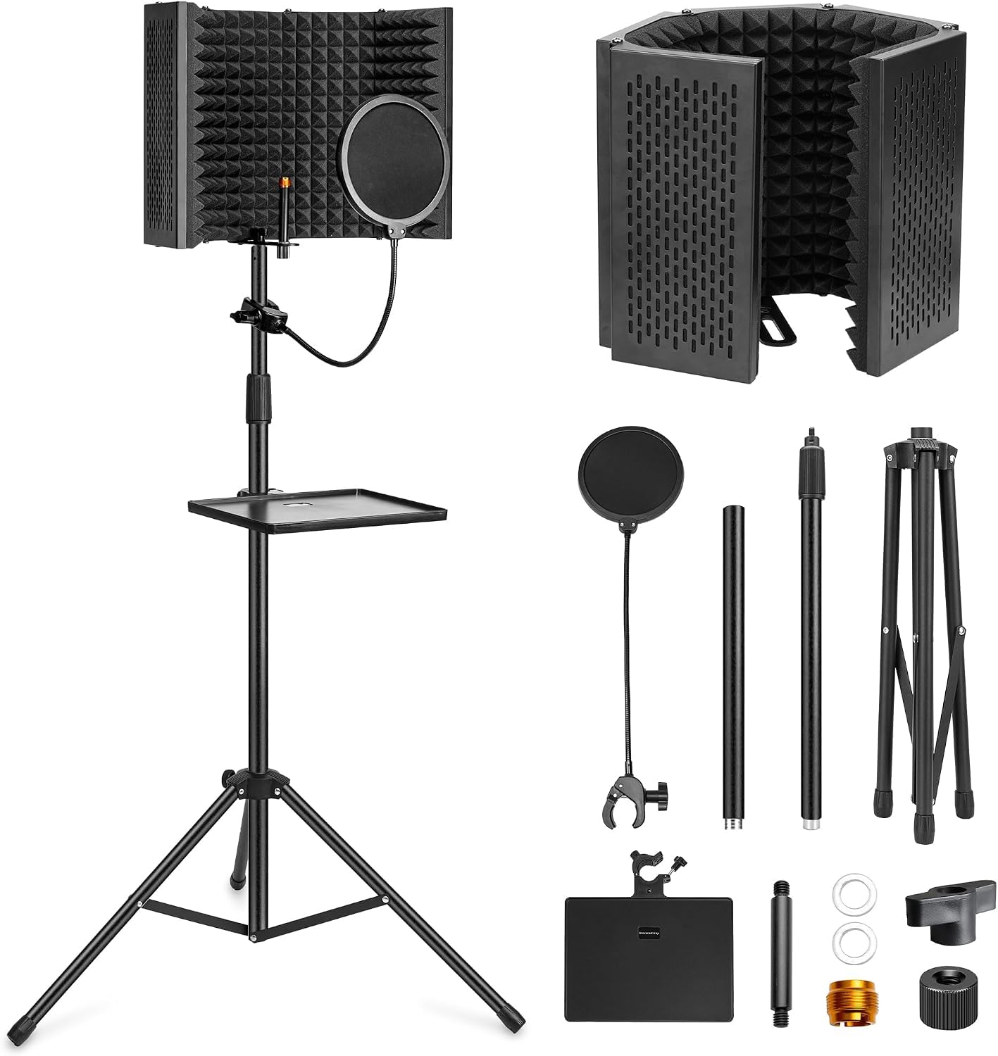 Isolamento per microfono pieghevole: schiuma, filtro anti-pop, treppiede | Isolamento per microfono pieghevole