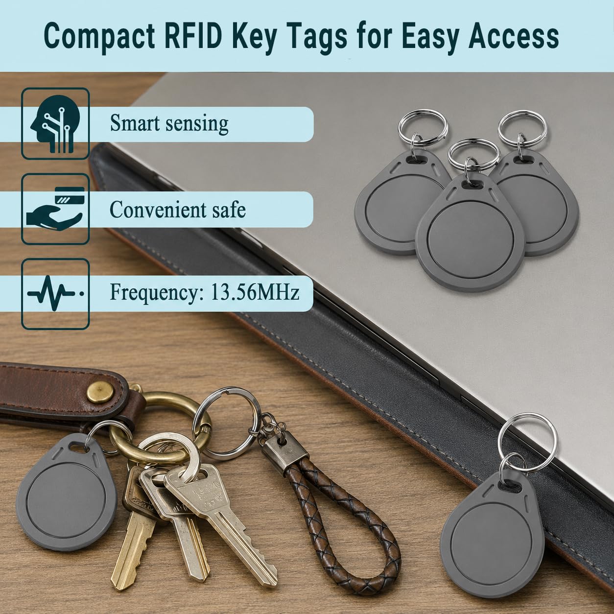 Resistente al Agua ABS 13.56MHz ISO14443 A MF Classic 1K NFC RFID Token Llavero Gris