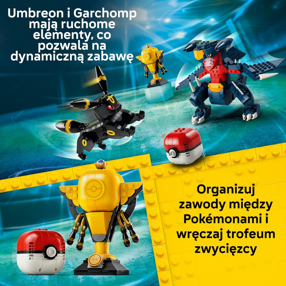 LEGO Pokémon SMART Play: Umbreon kontra Garchomp walka o mistrzostwo 72165 | Interaktywna zabawka z Pokémonami z klocków, zestaw kompatybilny, prezent dla dzieci 10+, 2 SMART Tagi, 831 elementów