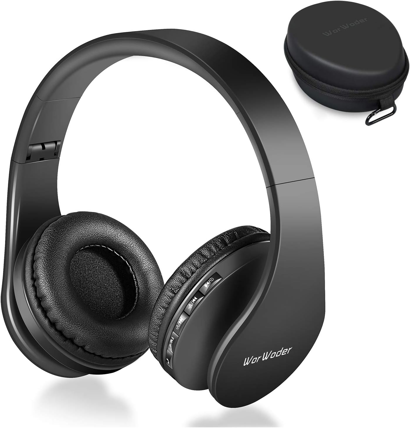 WorWoder Bluetooth Headphones Over-Ear, Foldable Wireless and Wired Stereo Headset Micro SD/TF, FM for Cell Phone, PC, Soft Earmuffs & Light Weight for Prolonged Wearing Travel Office Home