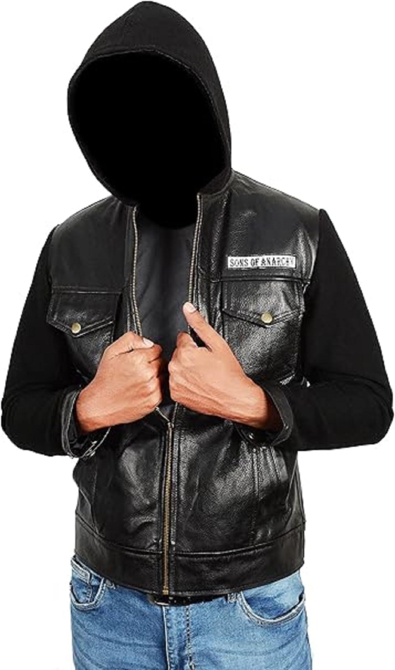 Chalecos y sudadera con capucha de piel para hombre, diseño de Hijo de la Anarquía Biker Club California