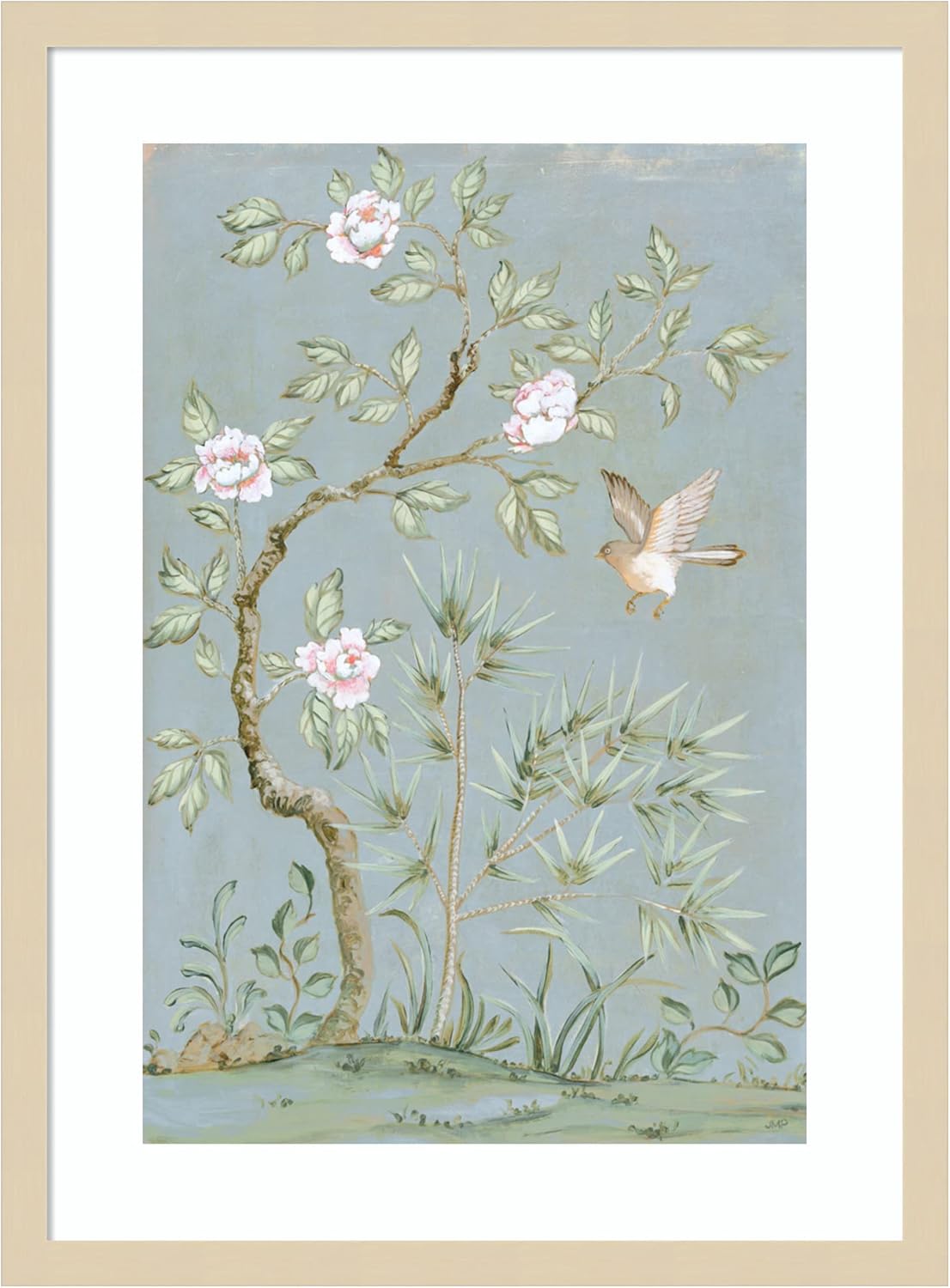 Amanti Art Framed Wall Art Print 25x19 Spring Flower Mural II Blue by Julia Purinton, Flowers Wall Art, Vintage Decor, Medium Poster Painting Artwork for Living Room, Bedroom, Bathroom, Kitchen,