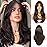 Allbell Black Brown Wigs with Bangs Long Layered Wigs for Women Heat Resistant Syntehtic Natural Hair Wigs