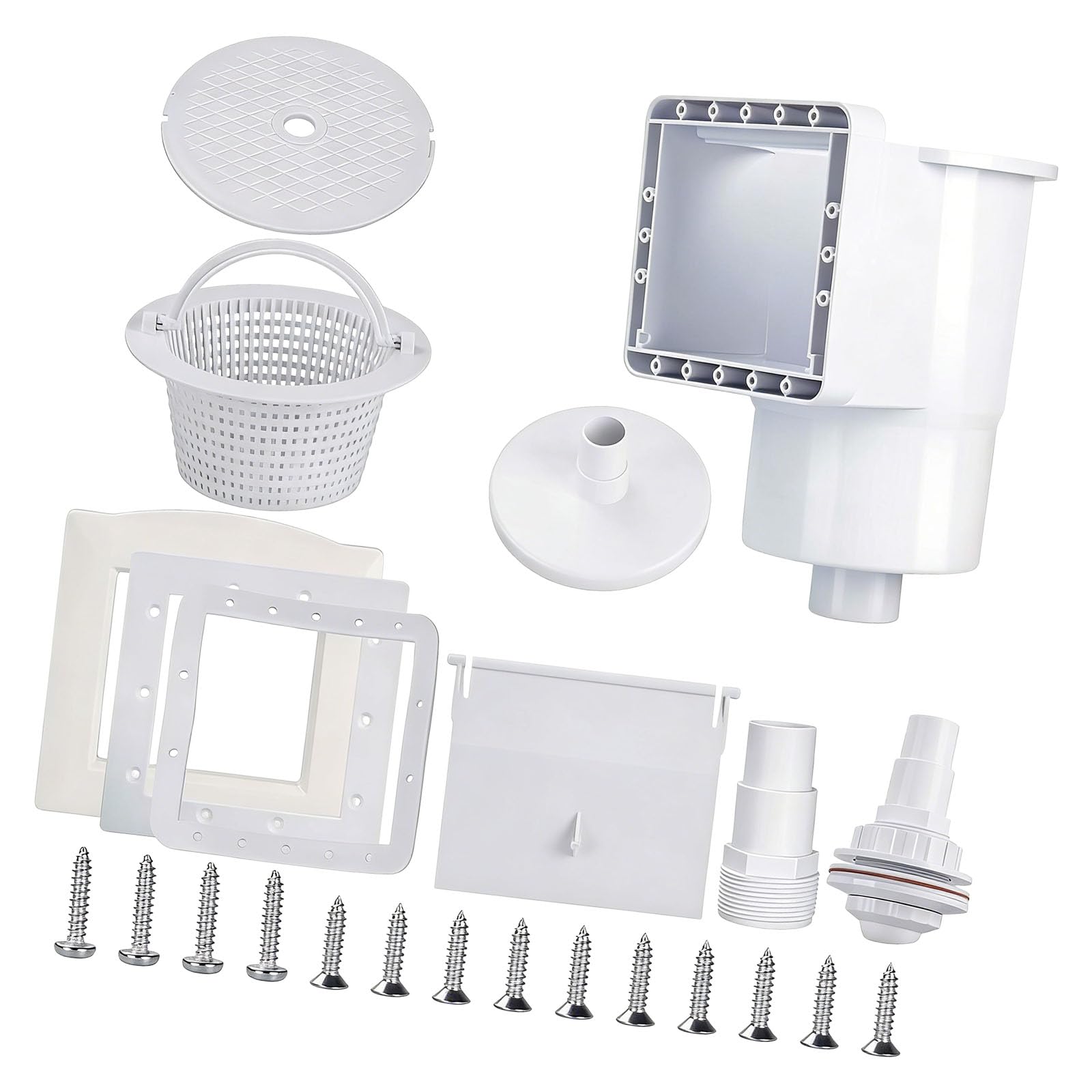 Ekoama Swimming Pool Skimmer Replacement For Inground Pools With 1.5 Inch Threaded Connection And Complete Setup Parts