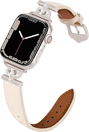 Miniatura 3 de Correa de cuero compatible con Apple Watch Band para mujer de 1.496 pulgadas, 1.575 pulgadas, 1.614 pulgadas, correa de cuero elegante con hebilla