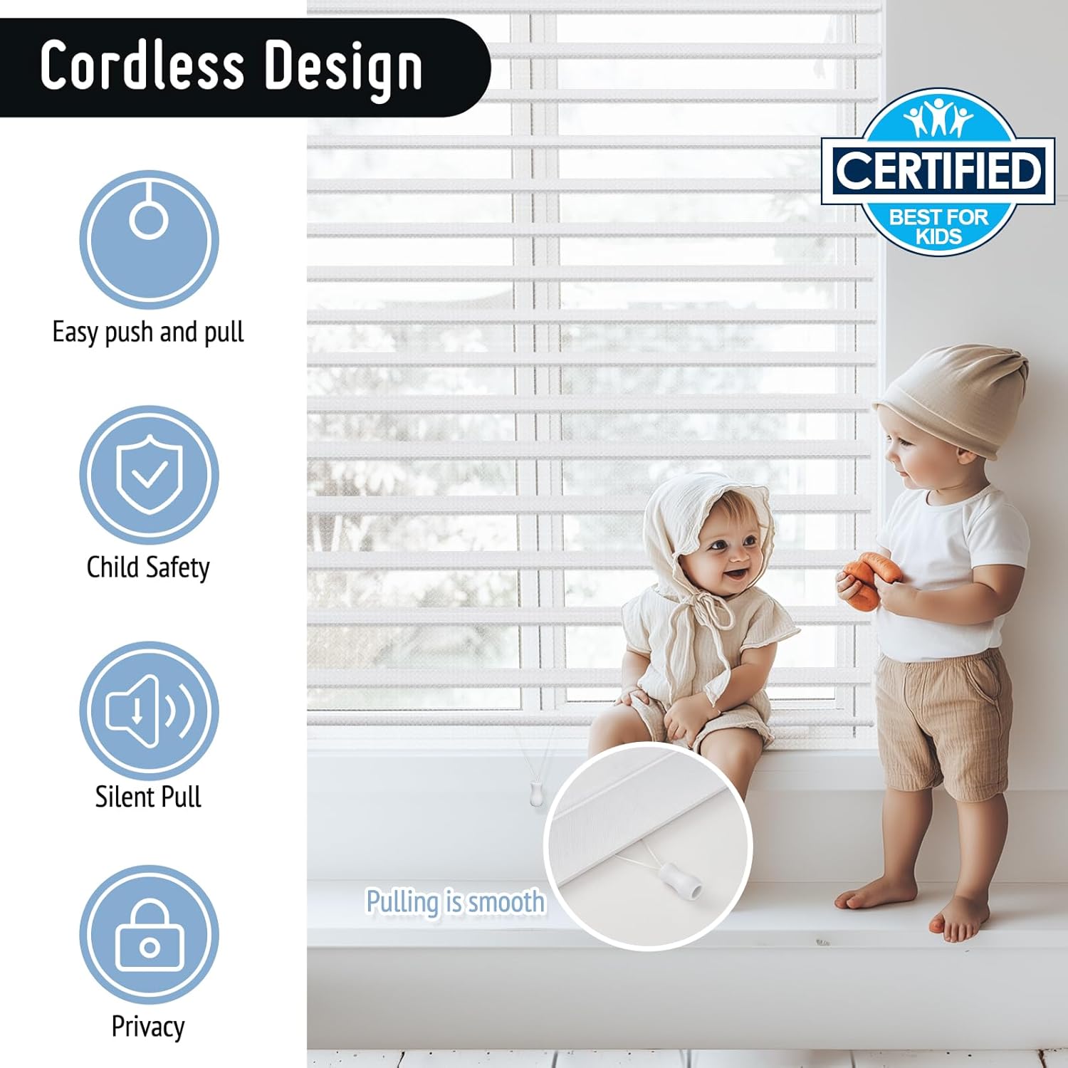 Keego Custom Size Shangri-la Roller Shades Sheer Shades Light Filtering Thermal Insulated Window Blinds,Day and Night Blinds for Office,Living Room,Bedroom(Blackout,Bright White)