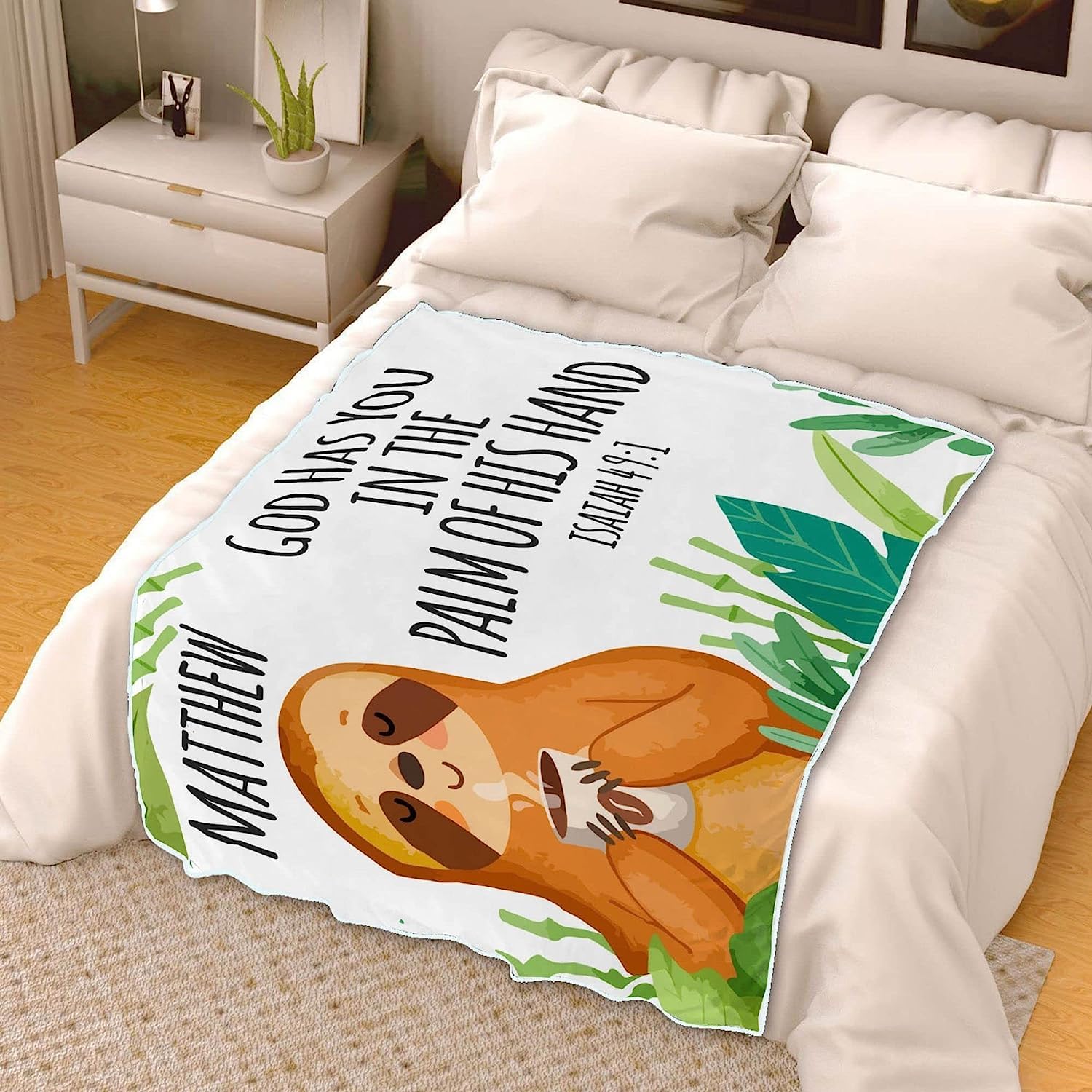 Manta tropical personalizada con nombre de versículo bíblico para niños y niñas, manta de forro polar personalizada para iglesia, manta de forro polar para pastores (60 x 80 pulgadas)