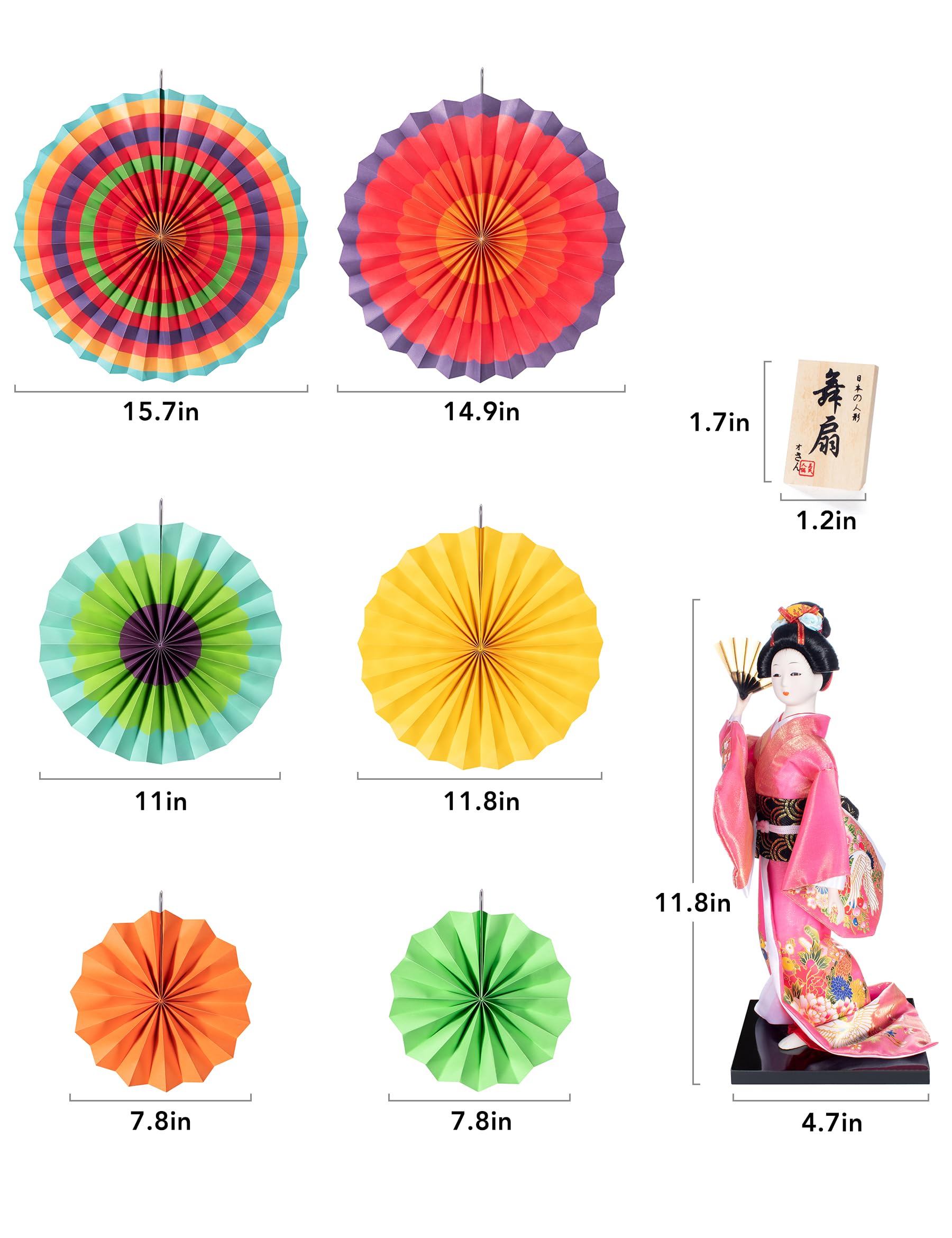 ALAMIYA Figura coleccionable de geisha japonesa asiática con abanico de papel para decoración del hogar