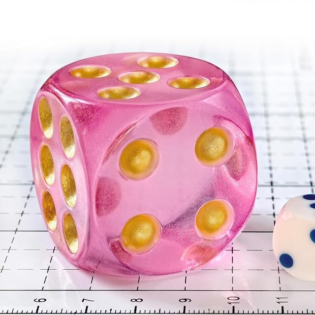 Foto 3 de 4 de BESCON DICE Dados DND jumbo de acrílico sólido de 40 mm de 6 caras con pipas