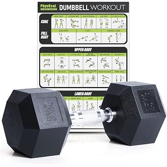PhysKcal Poly Rubber Hex Dumbbells with Knurled Handle 2.5-30kg