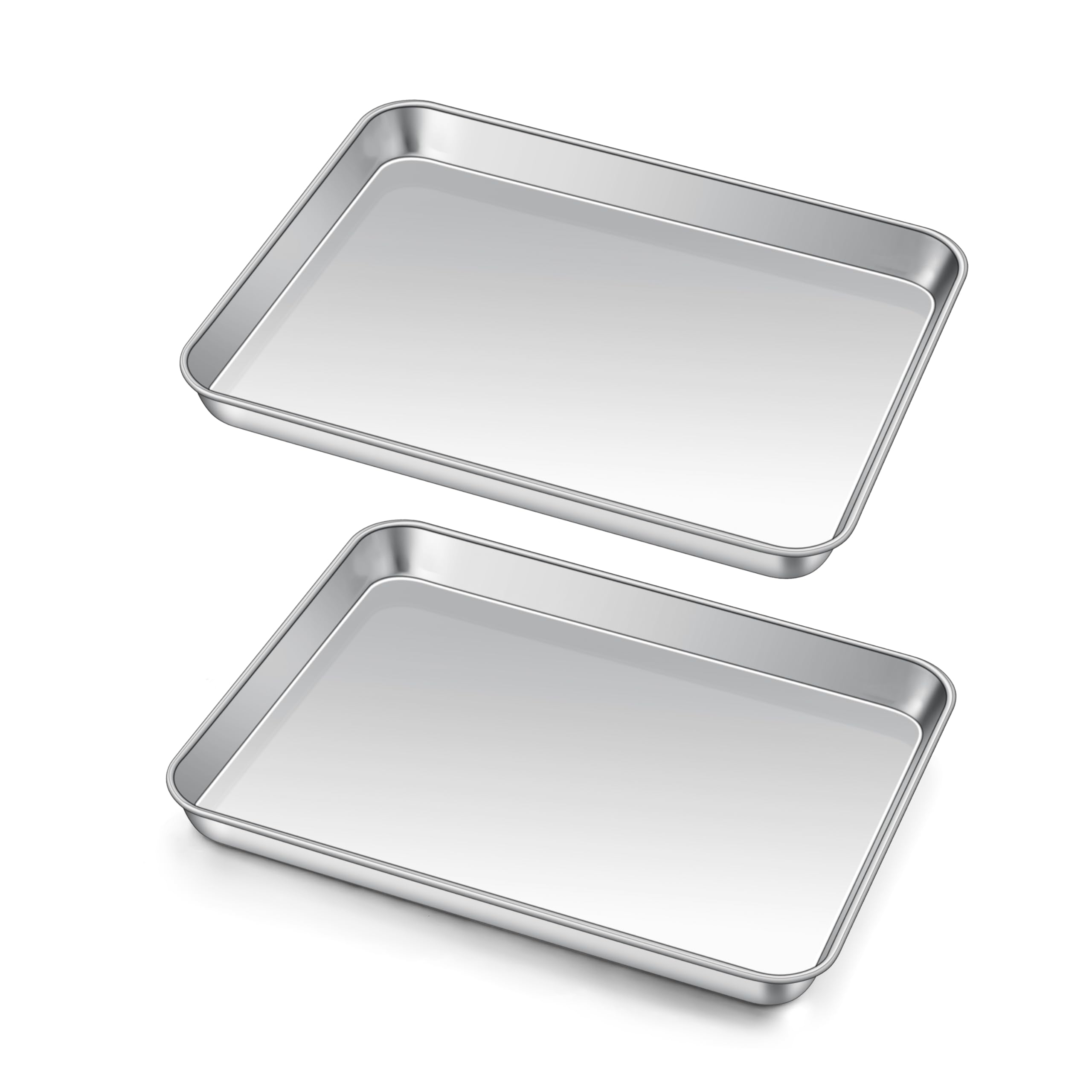 Small Baking Tray Set of 2, Homikit Stainless Steel Cookie Sheet Pans for Oven Baking Roasting Serving 26.4x20.4x2.5cm