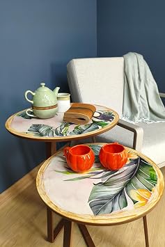 Forada Handmade Patterned Round Double Coffee Table Set