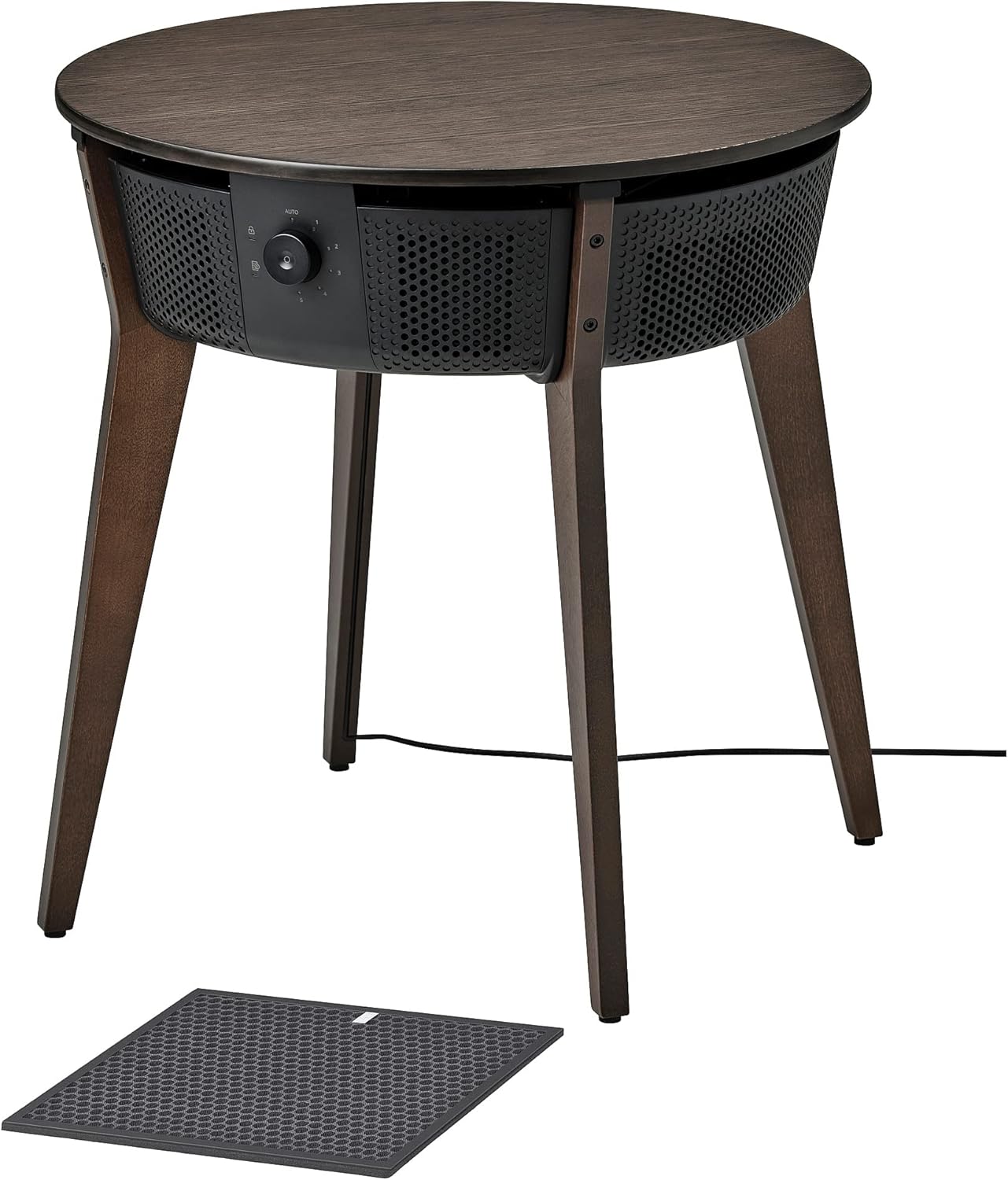 STARKVIND Table with air purifier, additional gas filter stained oak veneer/dark brown