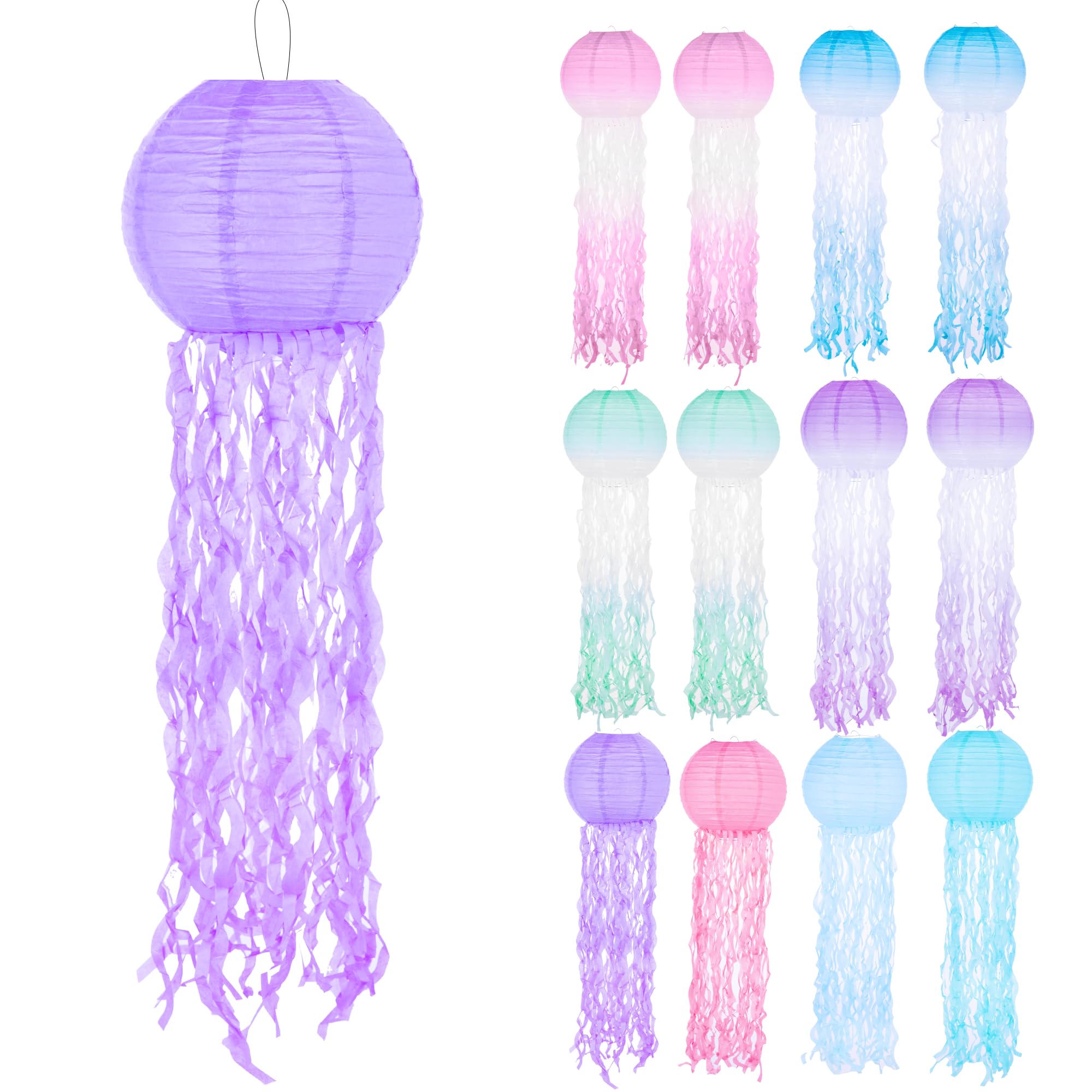 12 pcs Beautiful Paper Lanterns Christmas Presents - Under The Sea Party Decorations - Pastel Colors, Elegant Design - Mermaid Birthday Decorations - Adorable Paper Lanterns Party Decorations