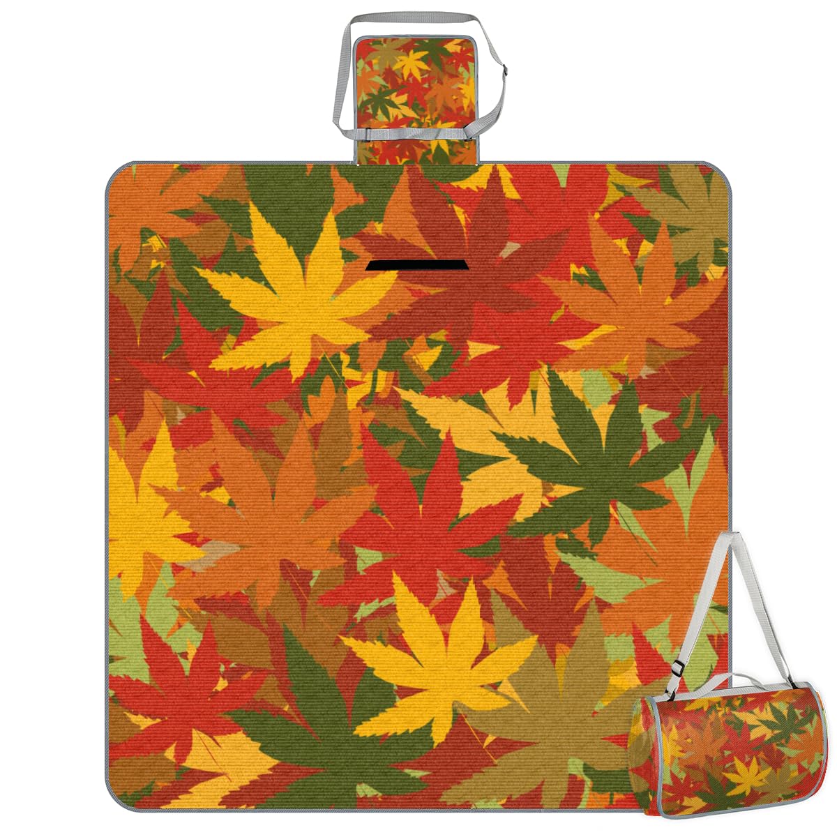 Shimoshe Picnic Blankets 57”x 59”, Colorful Maple Leaves Waterproof Sandproof Picnic Mat Lightweight Foldable Beach Blanket for Camping Park Grass Beach Outdoor Blanket