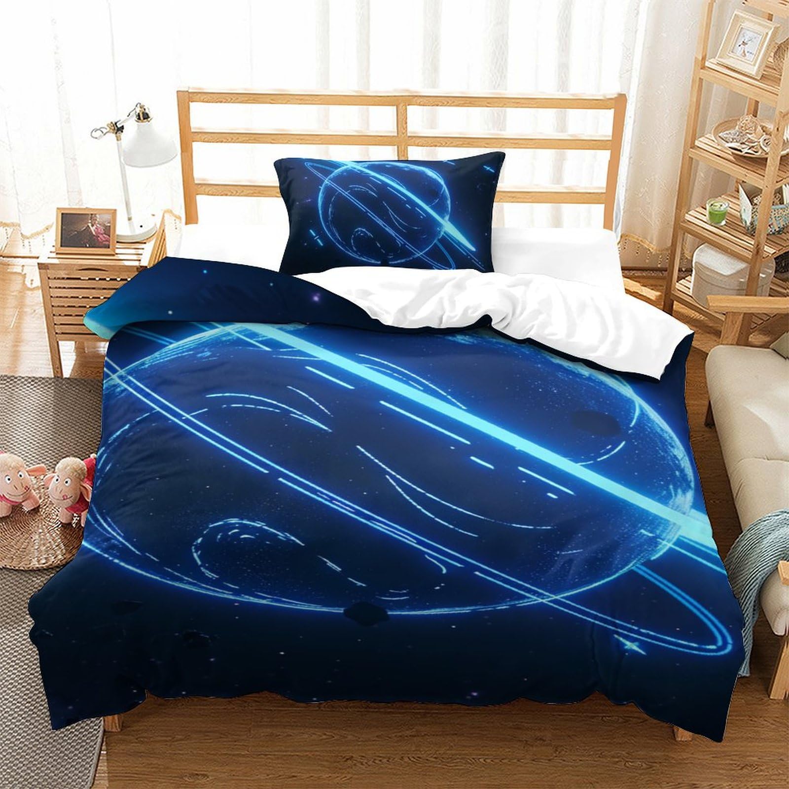 Housse de couette 3D respirante et ultra douce motif Terre 135x200cm