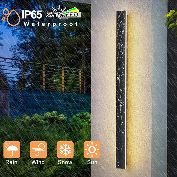 ZTWLEED Applique Murale Exterieur LED,21W Luminaire Exterieur Mural IP65 Étanche 6000K Lumière Blanche Froide,Acrylique Éclairage Mural D'extérieur Pour Villa Terrasse Jardin,Noir 100CM 110-240V - 2