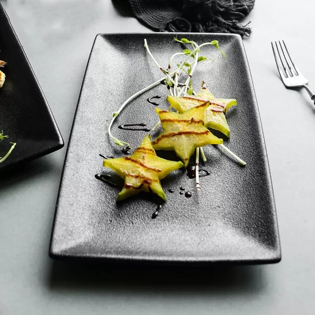 Ensaladera de cerámica nórdica para el hogar, rectangular, plato de pescado al vapor, plato creativo, plato de porcelana, plato pequeño de postre para restaurante, cuenco para frut(A2 piezas S)