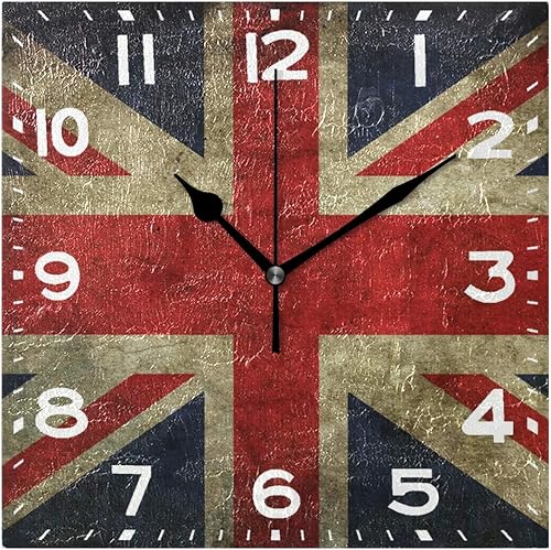 Miniatura 9 de Naanle Reloj de pared cuadrado con estampado de mapa del viejo mundo, 8 pulgadas, funciona con pilas, reloj de escritorio analógico silencioso para