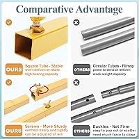 Vista 3 de Arcos de boda dorados de 6.6 x 3.3 pies para ceremonia, kit de soporte de arco de globos de metal rectangular para jardín, marco de arco cuadrado
