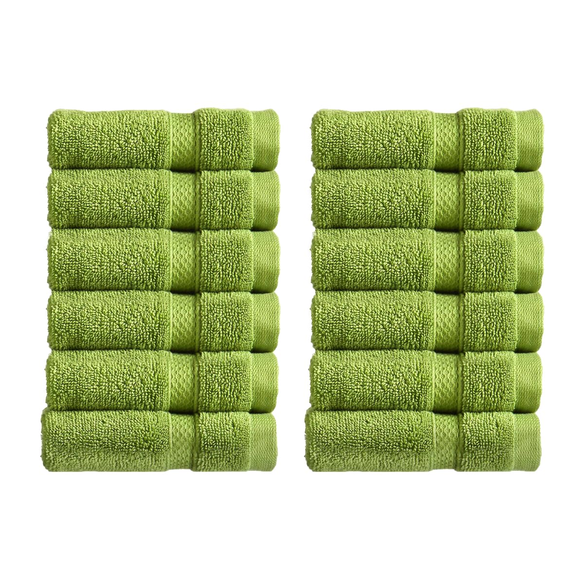 Christy Chroma Face Cloths Set | Pack of 12 | Soft Velvety Smooth Bathroom Flannels | Bold and Bright | Face and Body Wash Cloths | 100% Cotton | Cactus Green