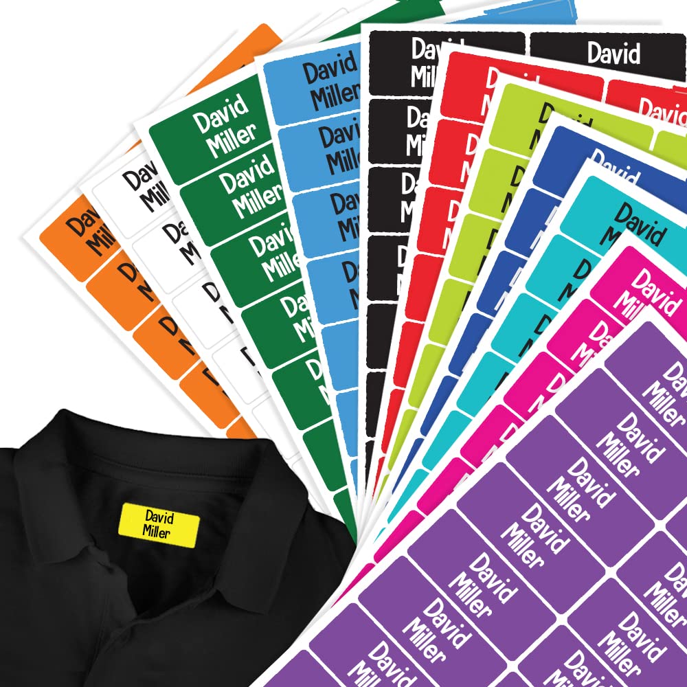 40 x Name Tags for Clothes for Care Home (37 x 15 mm) Waterproof Iron on Name Labels for Clothes Labels for Kids Papa Prints®