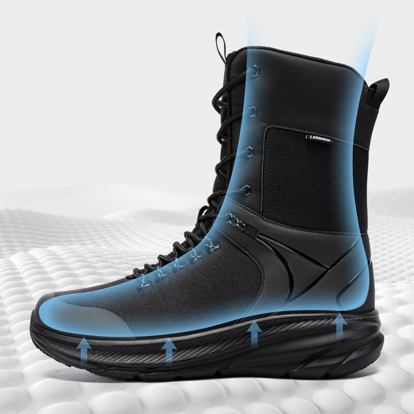 LARNMERN Botas de Trabajo Tácticas para Hombre Botas de Combate con Cordones para Hombre Botas de Locomotora (6-8 pulgadas)