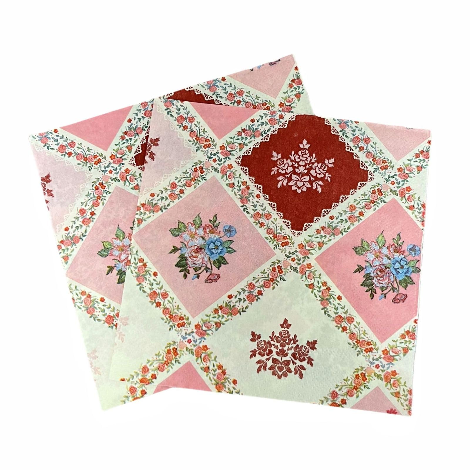 Serviette Papier Anniversaire Géométrie Rose Bleu Serviette de Table Mariage Serviettes Papier Jetables Cocktail Serviettes de Table en Tissu pour Partys Cocktail Mariage Toilette 30 Paquet(33x33cm)
