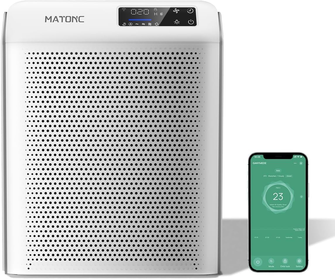 Smart Air Purifiers for Large Room Air Quality Monitor for Home Bedroom