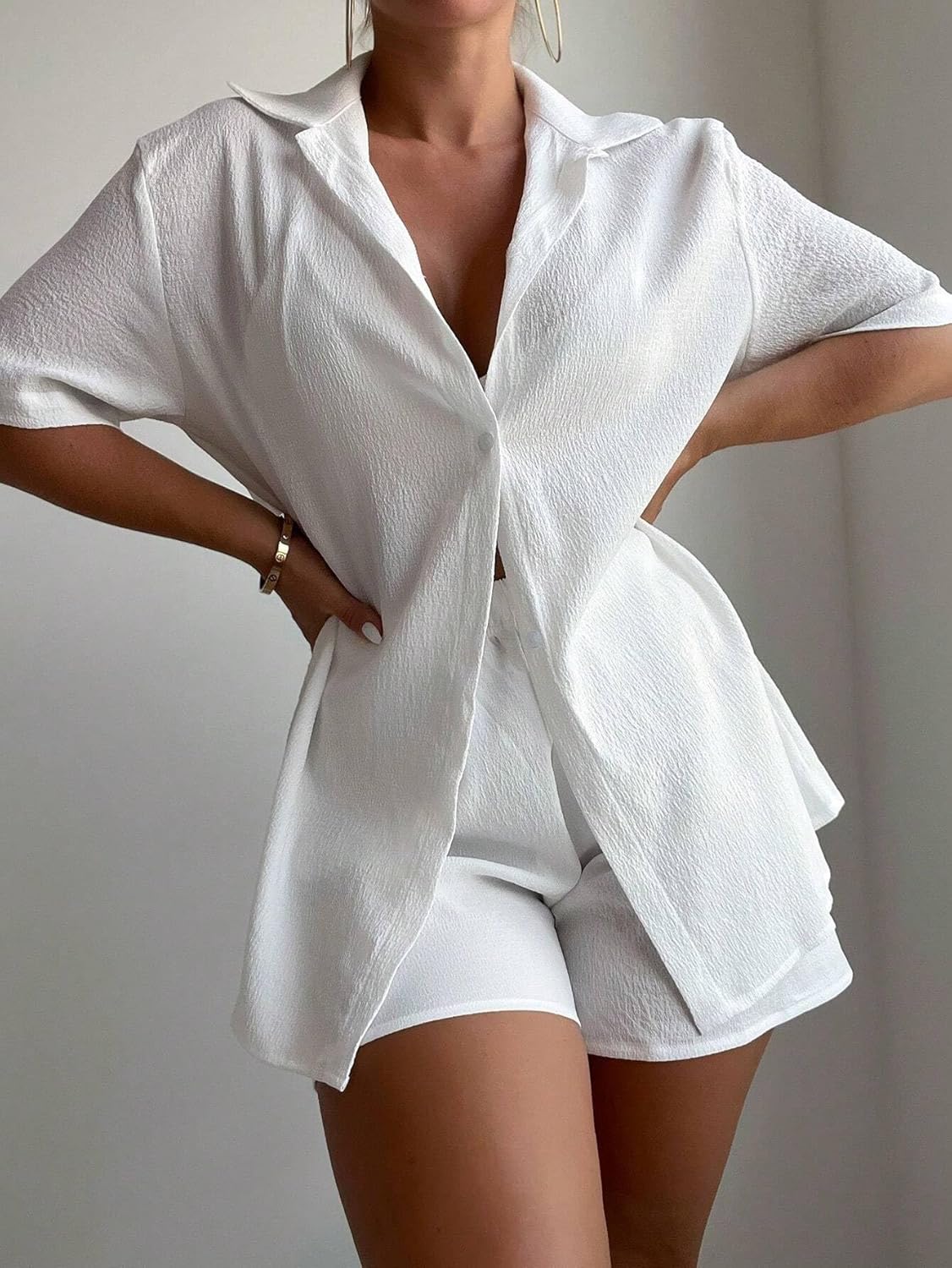 swimsuit coverup for women Summer Beach Solid Cover Up Top & Shorts