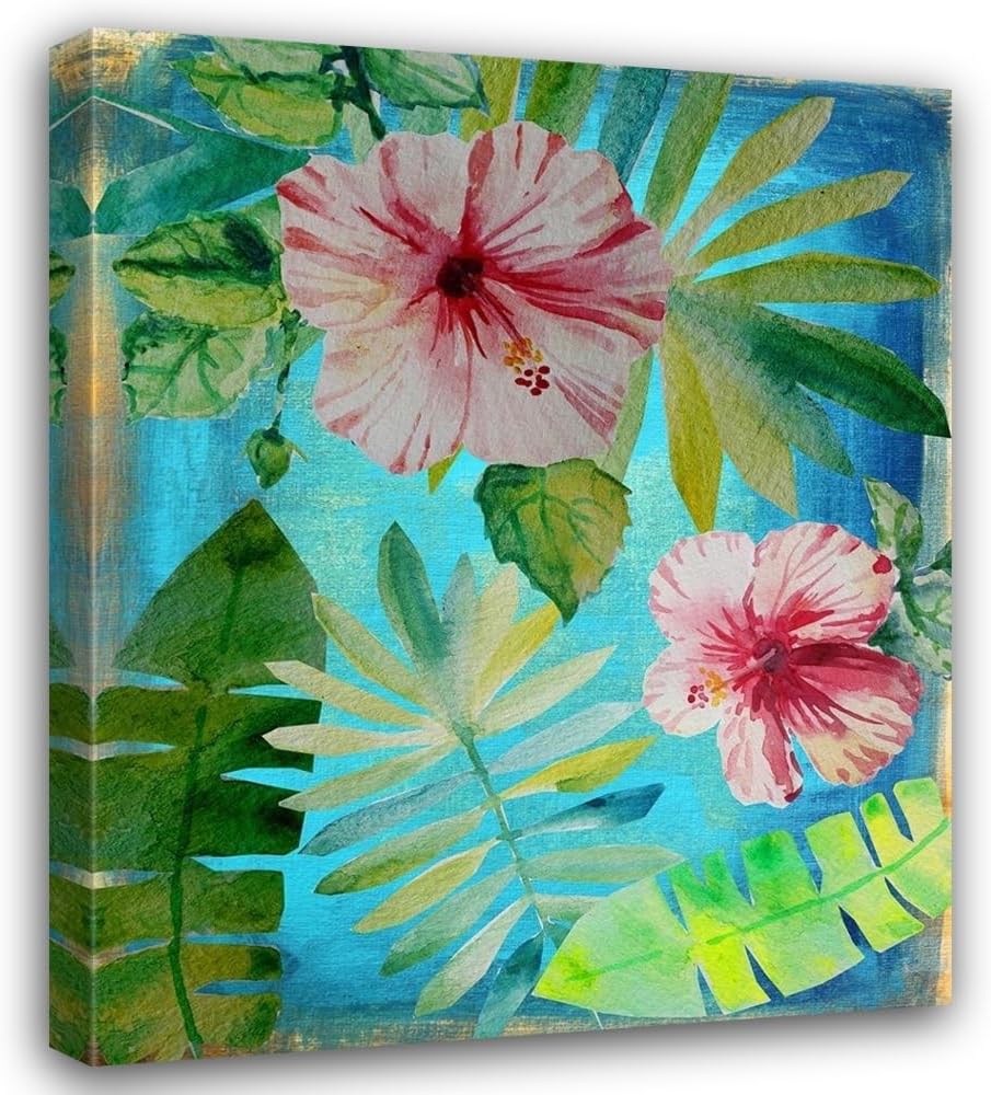 ArtDirect Tropical Hibiscus 3 36x44 Huge Gallery Wrapped Canvas Museum Art by Boho Hue Studio