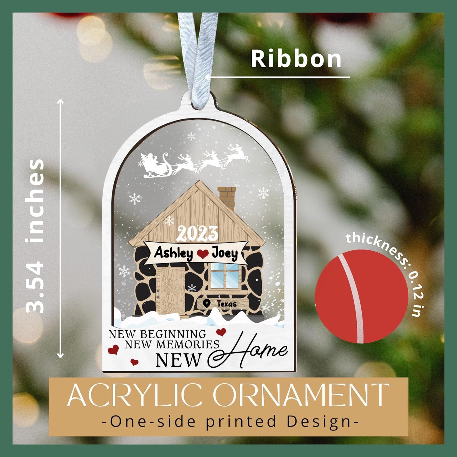 New Home Ornament 2023 - Custom Name & Address, House Warming Gifts New Home Women - New Home Gift Ideas for Family, Friends - Our First Home Ornament 2023